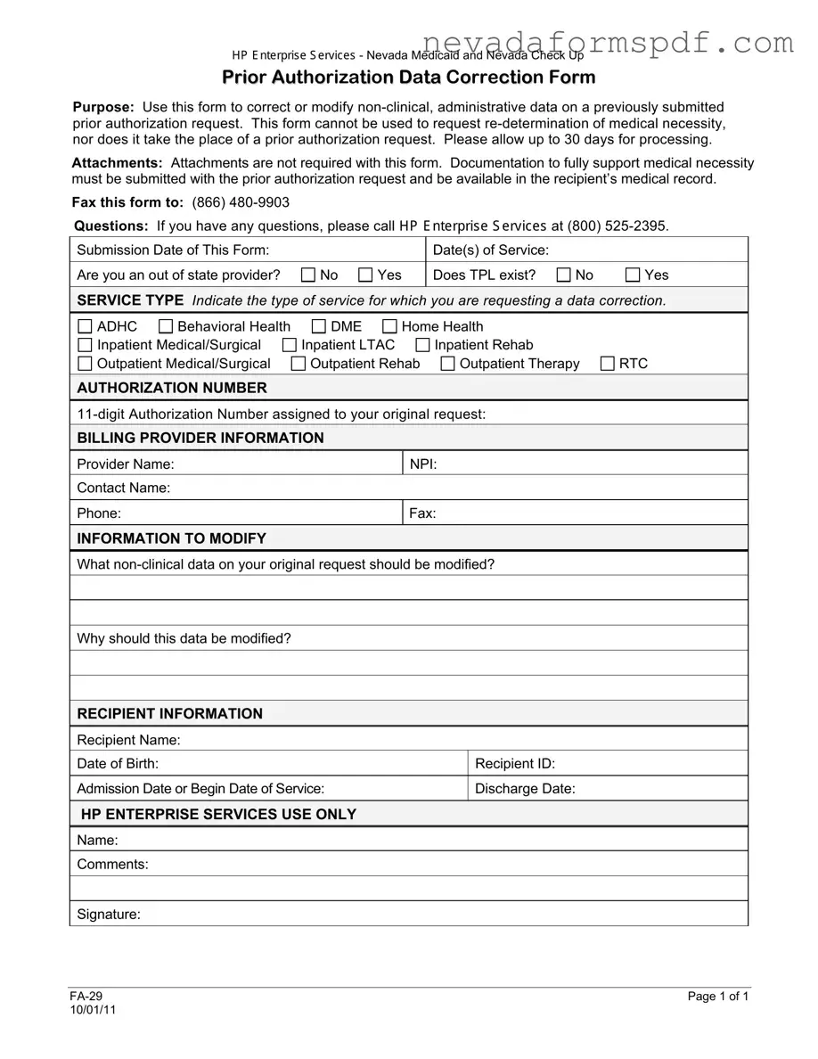 Blank Fa 29 Nevada Template