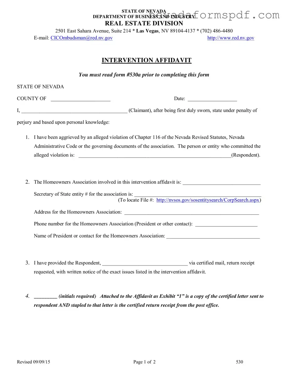 Blank Nevada 530 Template