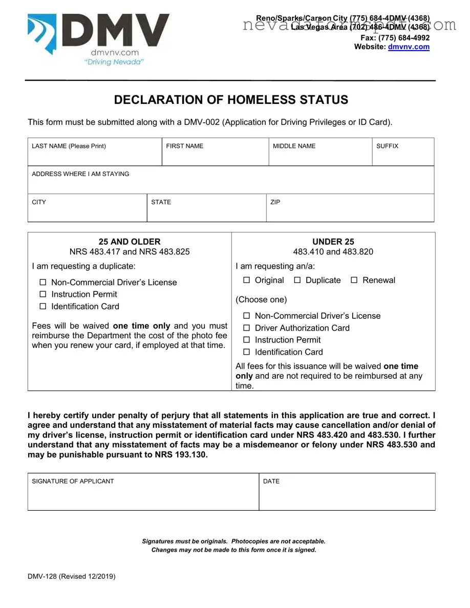 Blank Nevada Dmv 128 Template