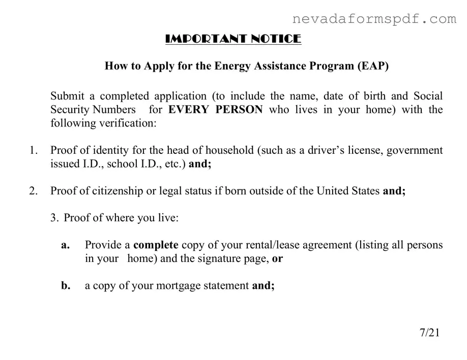 Blank Nevada Energy Assistance Template