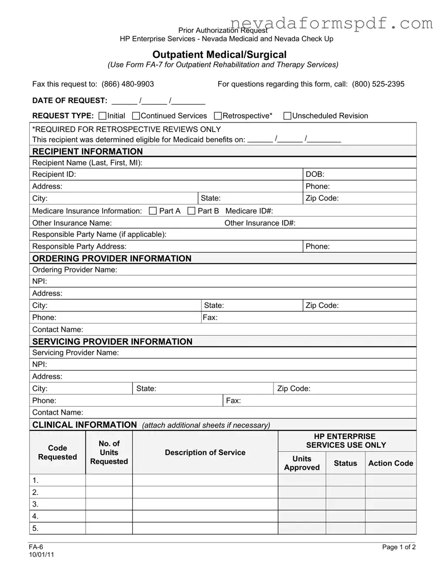 Blank Nevada Fa 6 Template