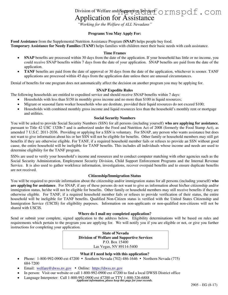 Blank Nevada Welfare Division Template