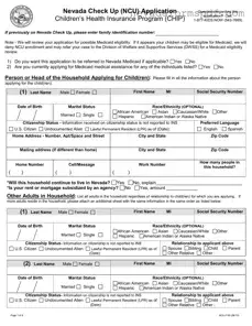 Blank Nevada Check Up Application Template