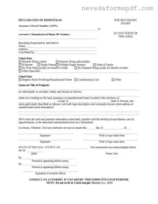 Blank Nevada Homestead Template