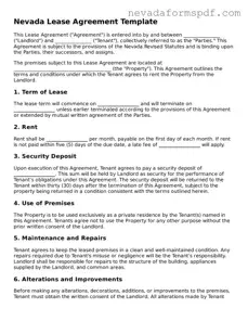 Lease Agreement Template for Nevada State