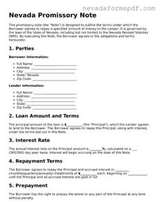 Promissory Note Template for Nevada State