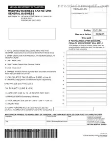 Blank Nevada Modified Tax Return Template
