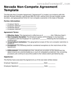 Non-compete Agreement Template for Nevada State