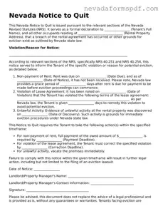 Notice to Quit Template for Nevada State