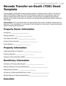 Transfer-on-Death Deed Template for Nevada State