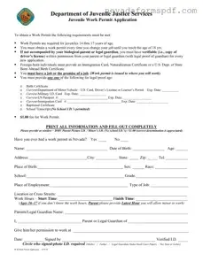 Blank Nevada Work Permit Application Template